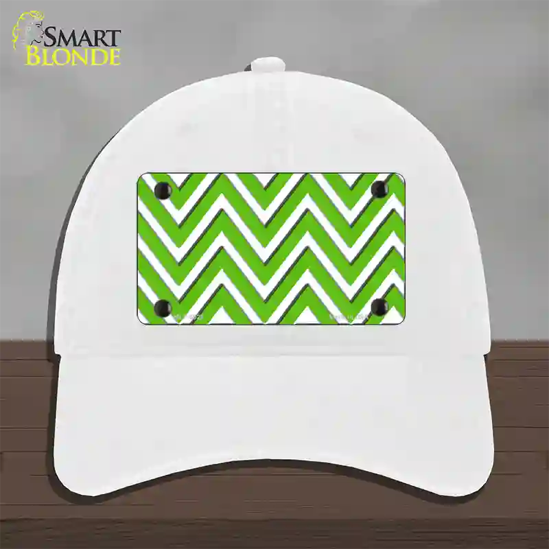 Kelly Green White Chevron Novelty License Plate Hat Unconstructed Cotton / White