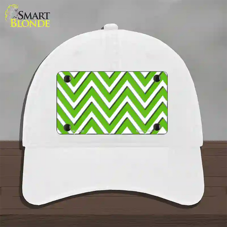 Kelly Green White Chevron Novelty License Plate Hat Unconstructed Cotton / White