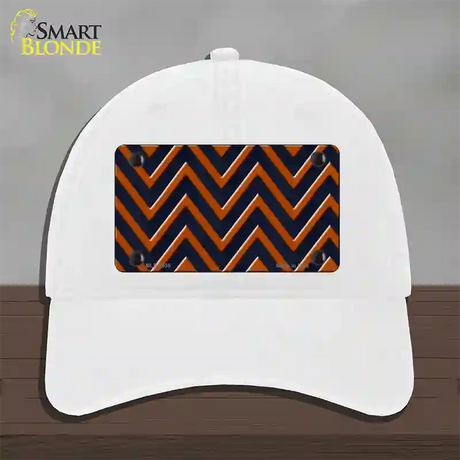 Orange Navy Blue Chevron Novelty License Plate Hat Unconstructed Cotton / White