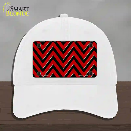 Red Black Chevron Novelty License Plate Hat Unconstructed Cotton / White