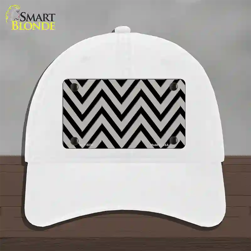 Grey Black Chevron Novelty License Plate Hat Unconstructed Cotton / White