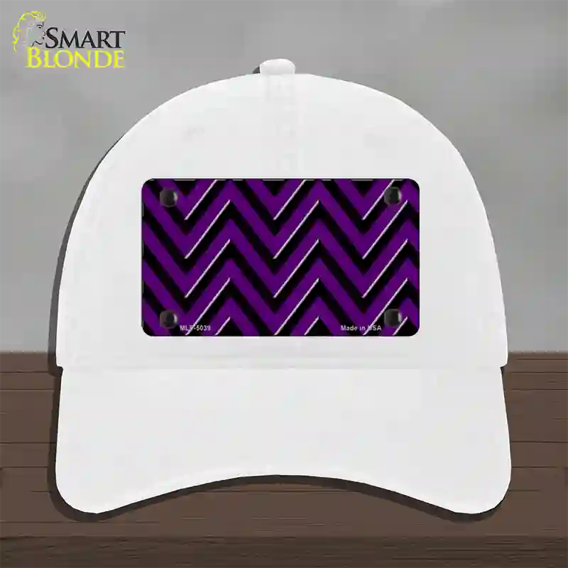 Purple Black Chevron Novelty License Plate Hat Unconstructed Cotton / White