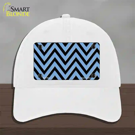 Light Blue Black Chevron Novelty License Plate Hat Unconstructed Cotton / White