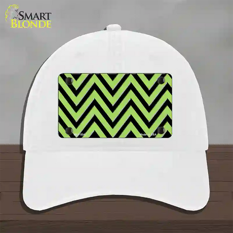 Lime Green Black Chevron Novelty License Plate Hat Unconstructed Cotton / White