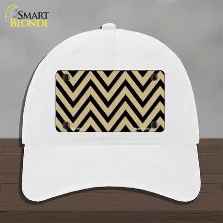 Gold Black Chevron Novelty License Plate Hat Unconstructed Cotton / White