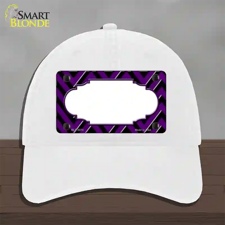 Purple Black Chevron Scallop Novelty License Plate Hat Unconstructed Cotton / White