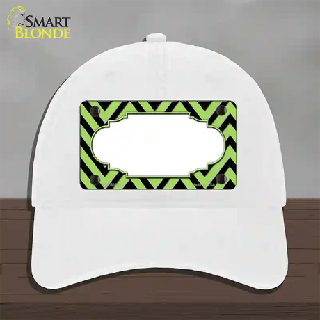 Lime Green Black Chevron Scallop Novelty License Plate Hat Unconstructed Cotton / White