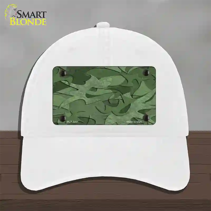 Green Camouflage Novelty License Plate Hat Unconstructed Cotton / White