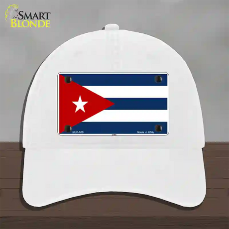 Cuba Flag Novelty License Plate Hat Unconstructed Cotton / White