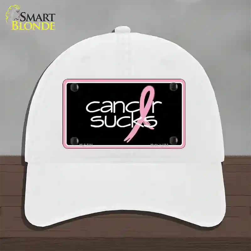 Cancer Sucks Novelty License Plate Hat Unconstructed Cotton / White