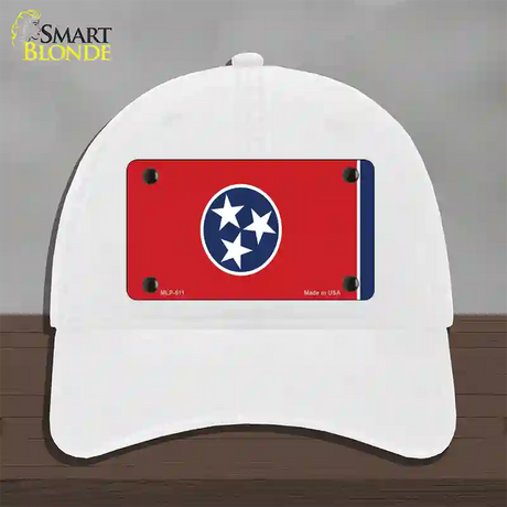 Tennessee State Flag Novelty License Plate Hat Unconstructed Cotton / White