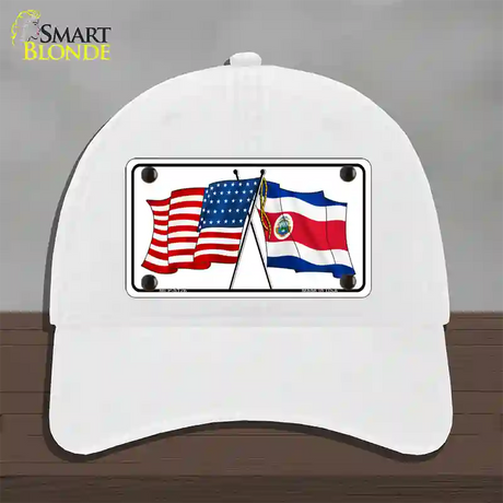 United States Costa Rica Crossed Flags Novelty License Plate Hat Sign Unconstructed Cotton / White