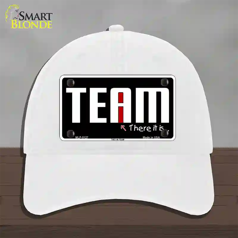 I In Team Novelty License Plate Hat Unconstructed Cotton / White