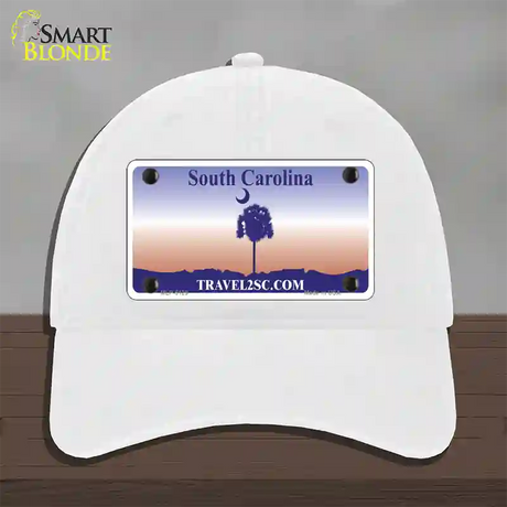 South Carolina Blank Novelty License Plate Hat Unconstructed Cotton / White