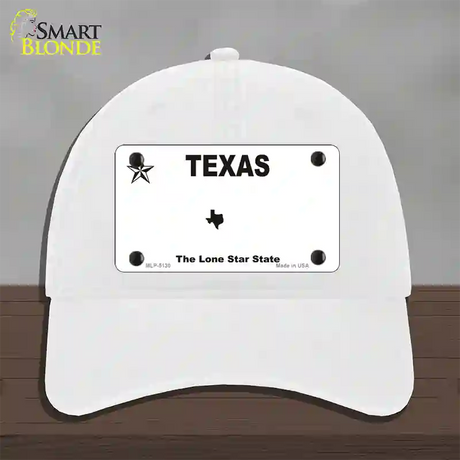 Texas White Blank Novelty License Plate Hat Unconstructed Cotton / White