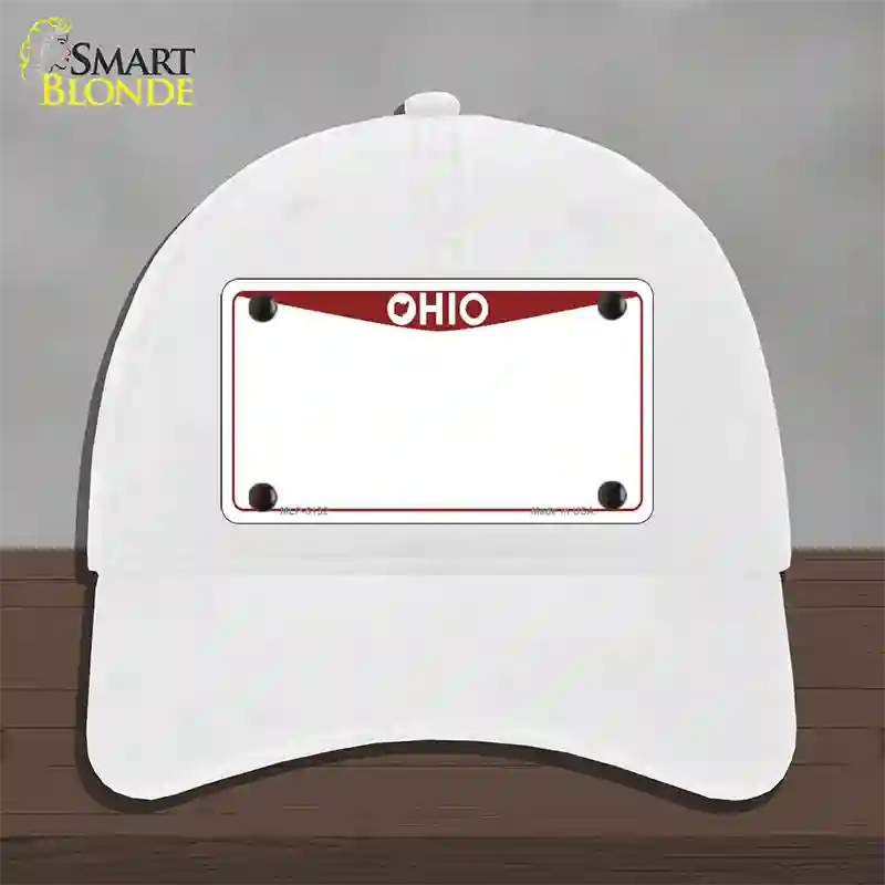 Ohio Maroon Blank Novelty License Plate Hat Unconstructed Cotton / White