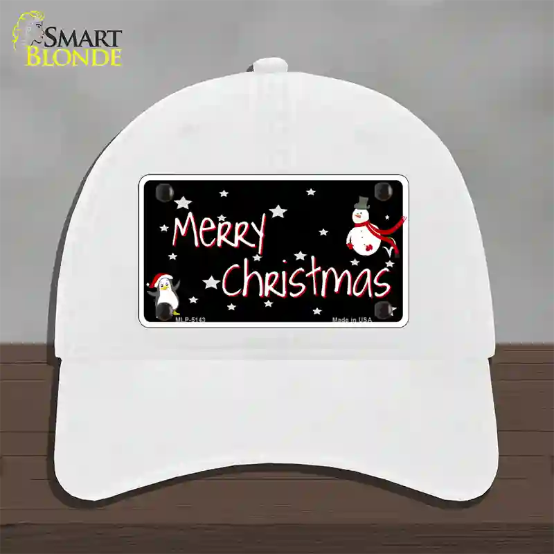 Merry Christmas Novelty License Plate Hat Unconstructed Cotton / White