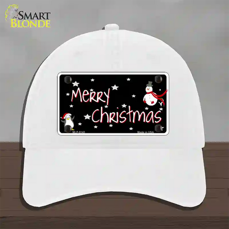 Merry Christmas Novelty License Plate Hat Unconstructed Cotton / White