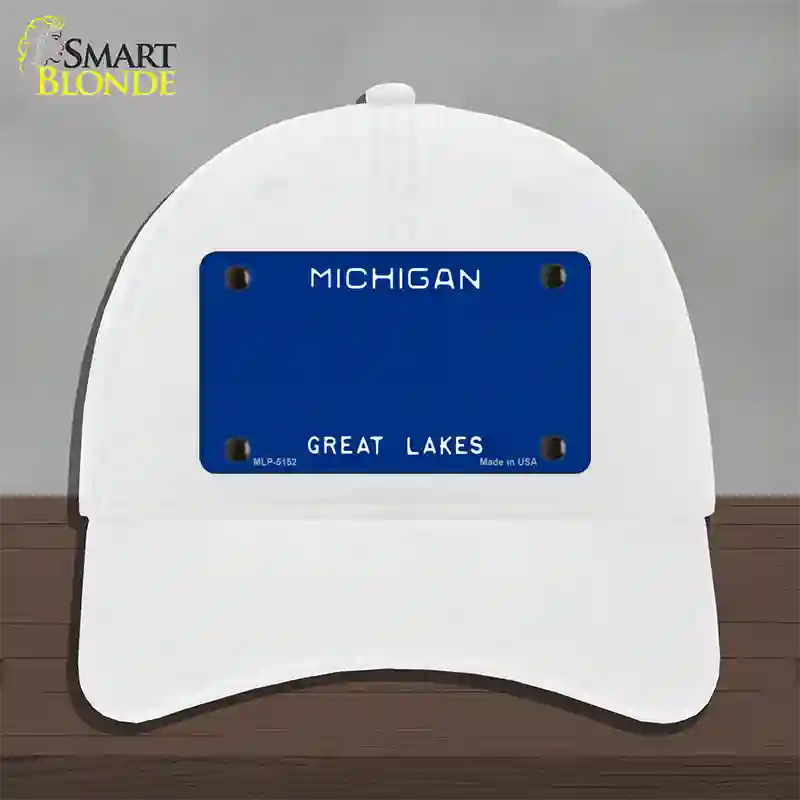 Michigan Great Lakes Plate State Blank Novelty License Plate Hat Unconstructed Cotton / White