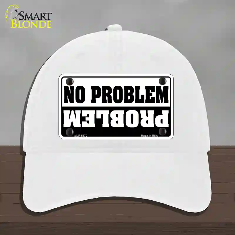 No Problem Novelty License Plate Hat Unconstructed Cotton / White