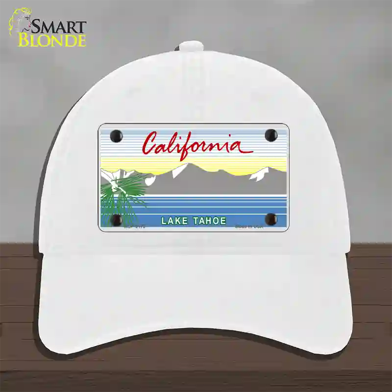 California Lake Tahoe State Blank Novelty License Plate Hat Unconstructed Cotton / White