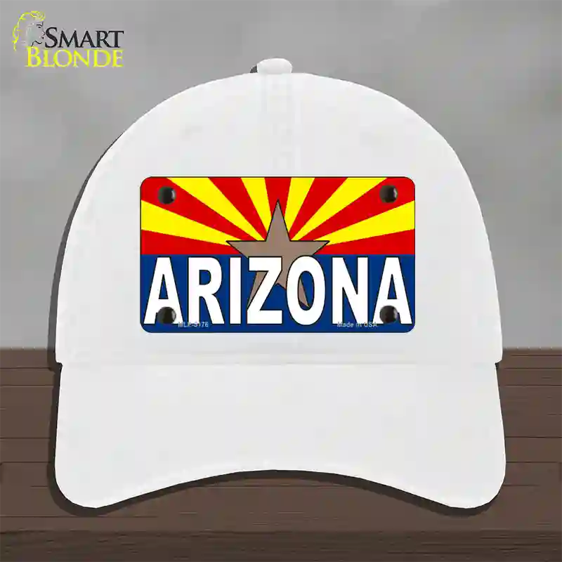 Arizona Flag White Arizona Novelty License Plate Hat Sign Unconstructed Cotton / White