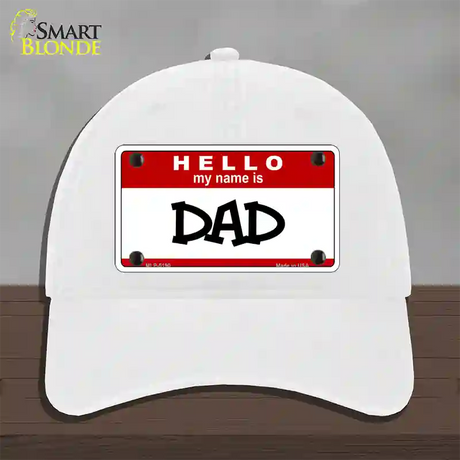 Dad Novelty License Plate Hat Unconstructed Cotton / White