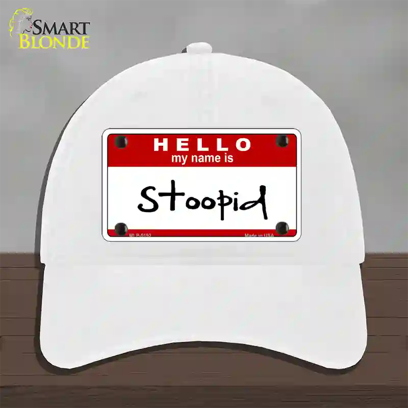 Stoopid Novelty License Plate Hat Unconstructed Cotton / White