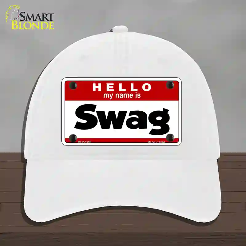 Swag Novelty License Plate Hat Unconstructed Cotton / White