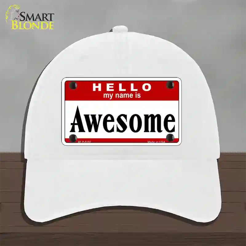 Awesome Novelty License Plate Hat Unconstructed Cotton / White