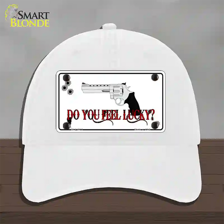 Do You Feel Lucky Novelty License Plate Hat Unconstructed Cotton / White