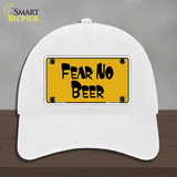 Fear No Beer Novelty License Plate Hat Unconstructed Cotton / White