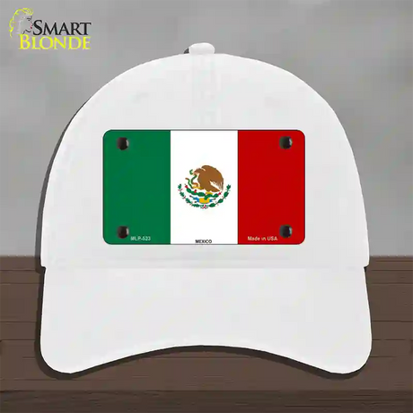 Mexico Country Flag Novelty License Plate Hat Unconstructed Cotton / White