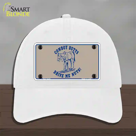 Cowboy Butts Novelty License Plate Hat Unconstructed Cotton / White