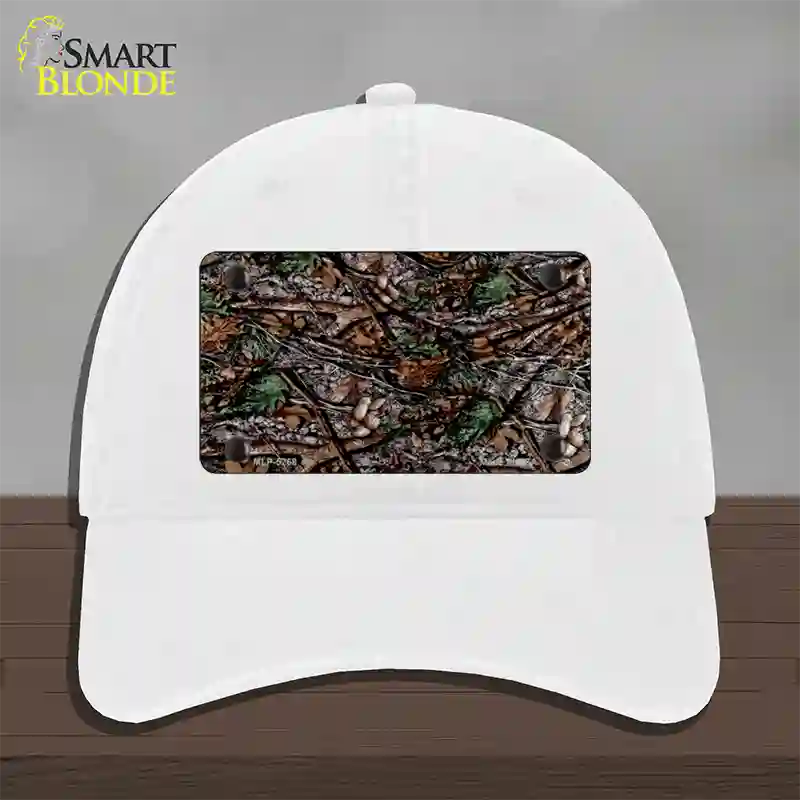 Branches Camouflage Novelty License Plate Hat Unconstructed Cotton / White