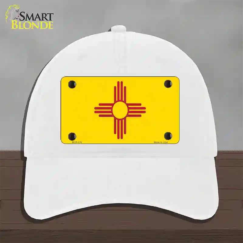 New Mexico State Flag Novelty License Plate Hat Unconstructed Cotton / White