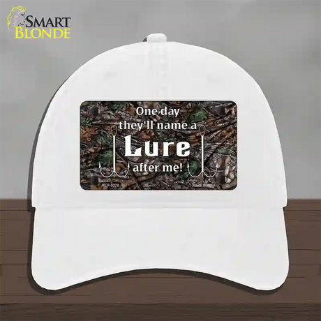 Name A Lure After Me Novelty License Plate Hat Unconstructed Cotton / White