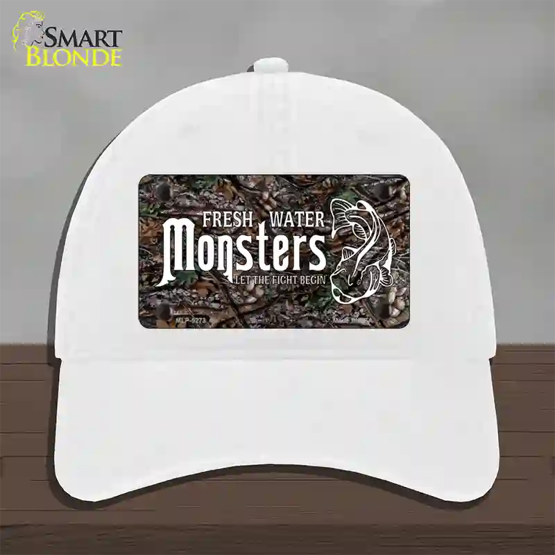 Fresh Water Monsters Novelty License Plate Hat Unconstructed Cotton / White