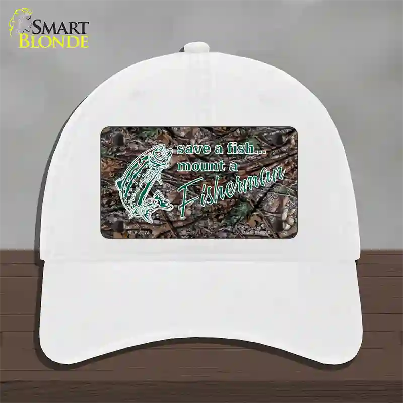 Save A Fish Novelty License Plate Hat Unconstructed Cotton / White