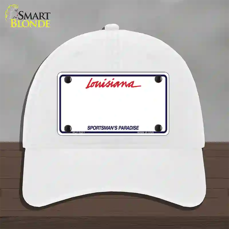 Louisiana Sportsman Blank Plate Novelty License Plate Hat Unconstructed Cotton / White