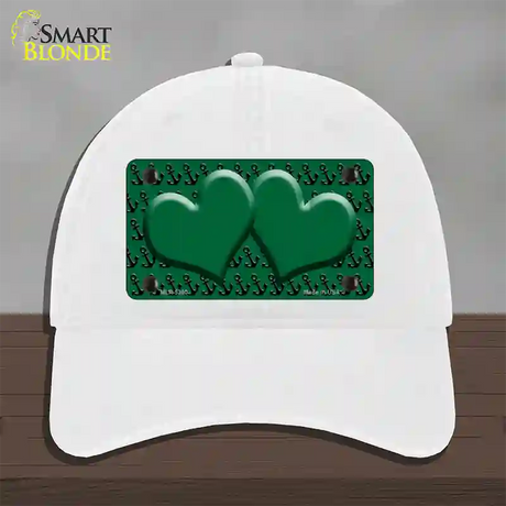 Green Black Anchor Green Heart Center Novelty License Plate Hat Unconstructed Cotton / White