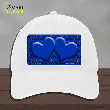 Blue Black Anchor Blue Heart CenterNovelty License Plate Hat Unconstructed Cotton / White