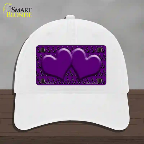 Purple Black Anchor Purple Heart Center Novelty License Plate Hat Unconstructed Cotton / White