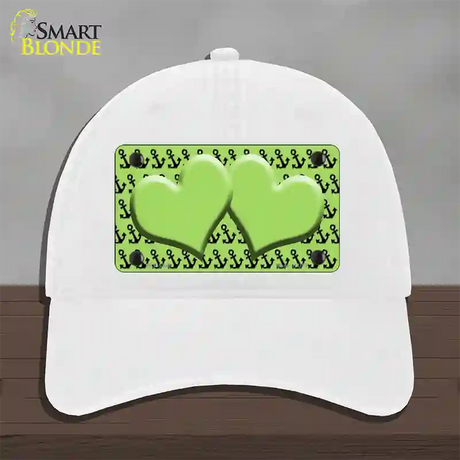 Lime Green Black Anchor Lime Green Heart Center Novelty License Plate Hat Unconstructed Cotton / White