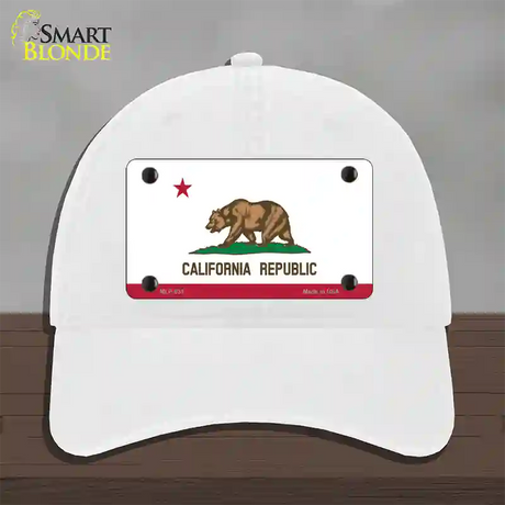 California State Flag Novelty License Plate Hat Unconstructed Cotton / White