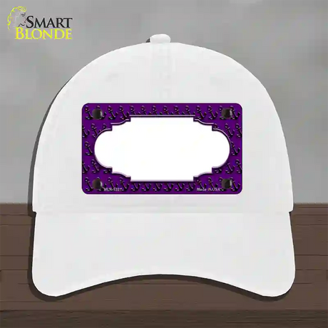 Purple Black Anchor Scallop Center Novelty License Plate Hat Unconstructed Cotton / White