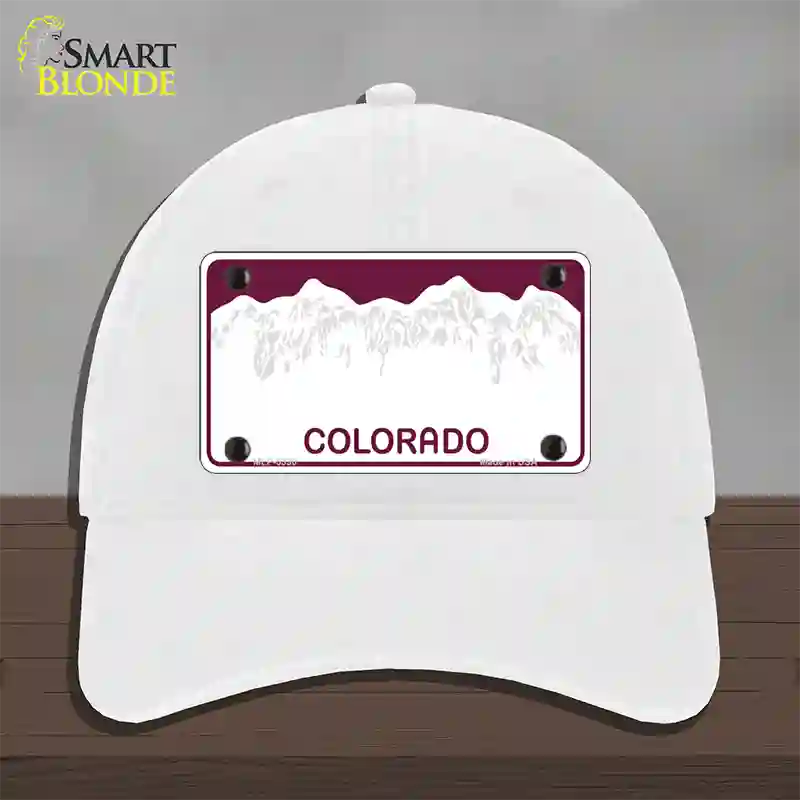 Colorado State Blank Novelty License Plate Hat Unconstructed Cotton / White