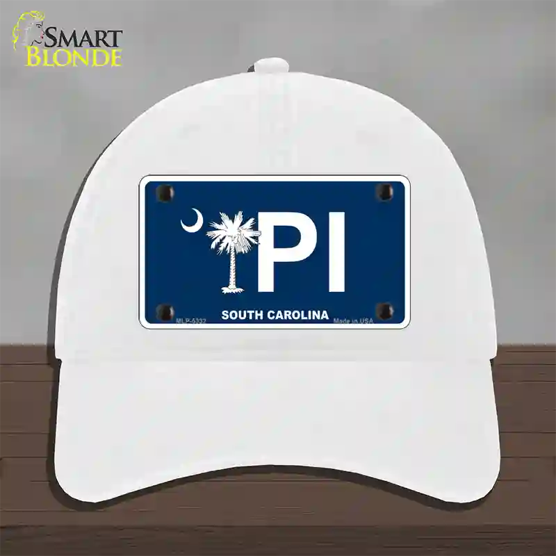 PI South Carolina Novelty License Plate Hat Unconstructed Cotton / White