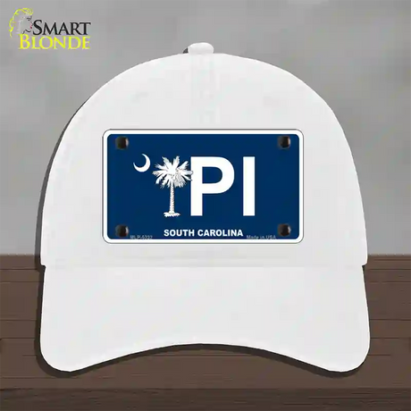 PI South Carolina Novelty License Plate Hat Unconstructed Cotton / White