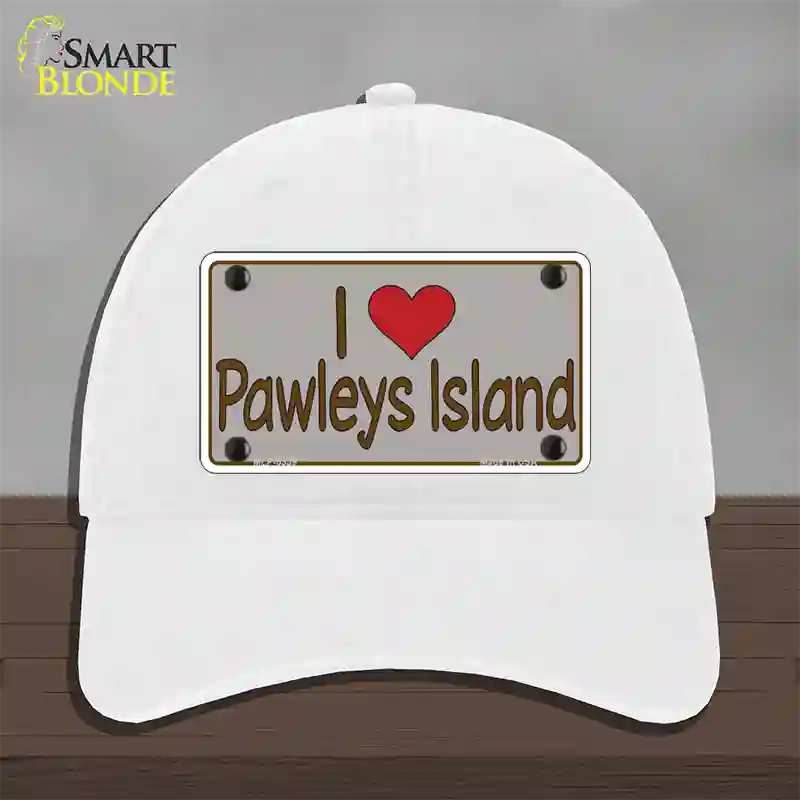 Love Pawleys Island Novelty License Plate Hat Unconstructed Cotton / White